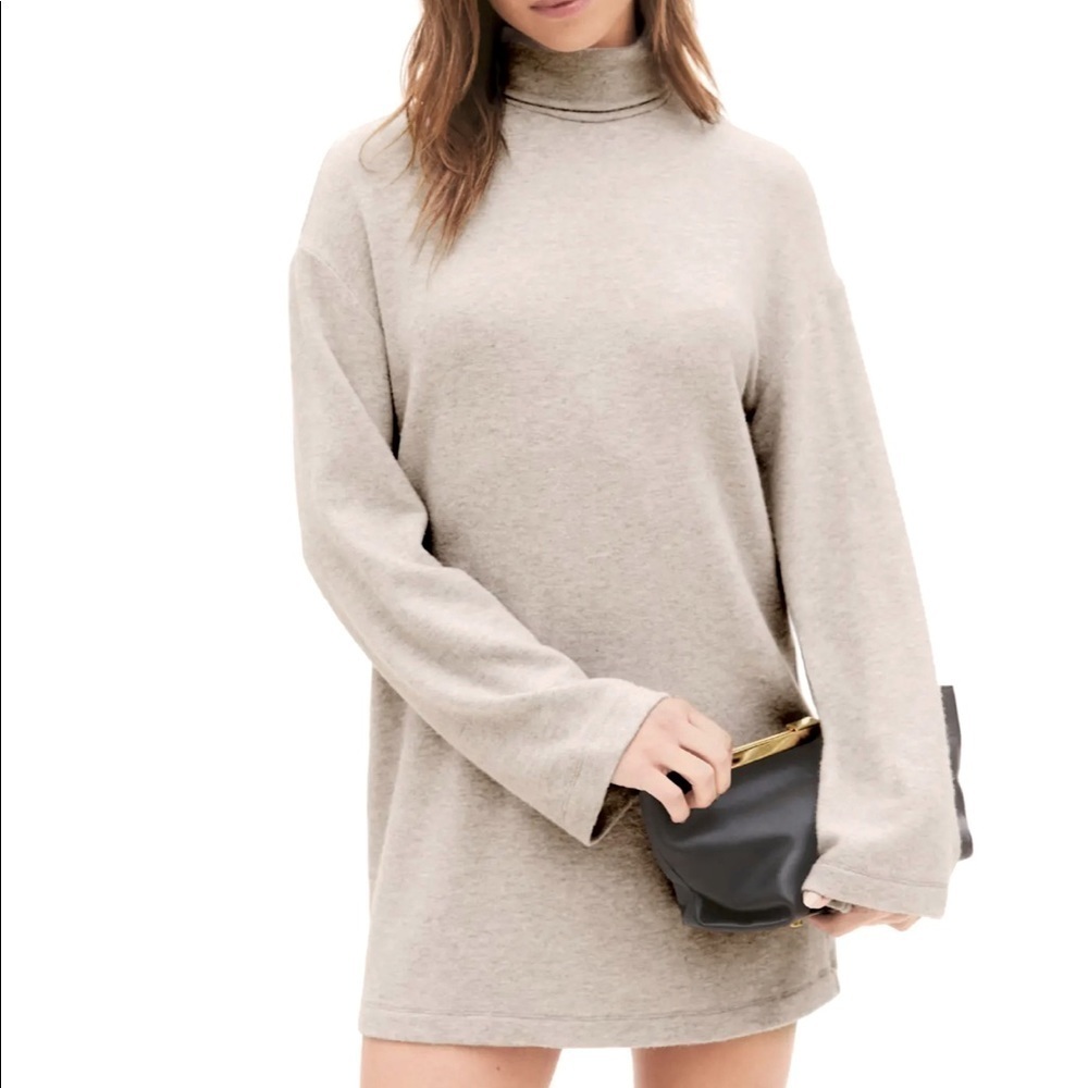 Reformation Aspen Heather Grey Turtleneck LS Dress